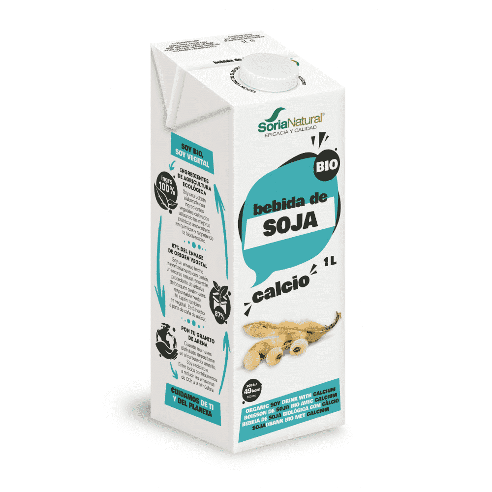 Bebida de Soja 1L Soria Bio Cálcio Bebida de Soja com Cálcio, com ingredientes biológicos