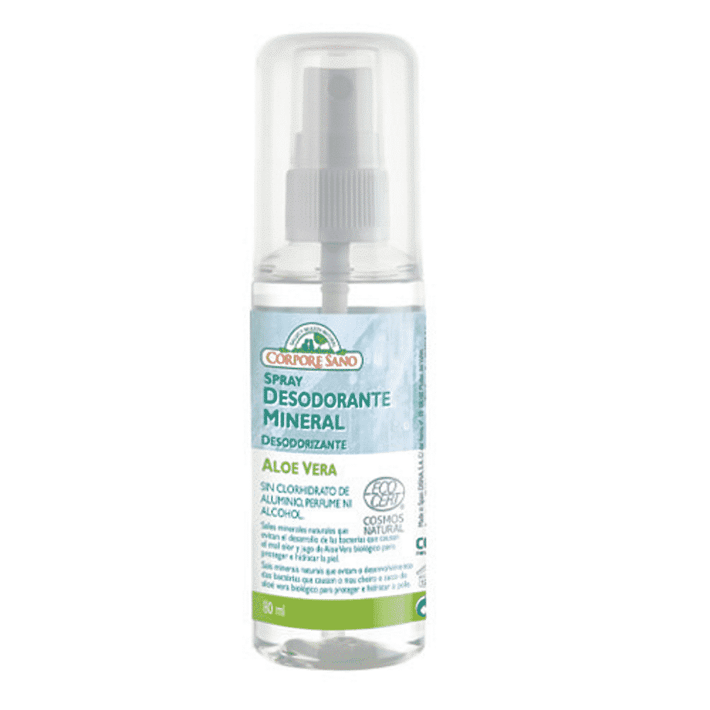 Desodorizante mineral Aloe Vera spray 80ml Corpore Sano Desodorizante Spray Mineral Antibacteriano, ingredientes biológicos, sem álcool, vegan