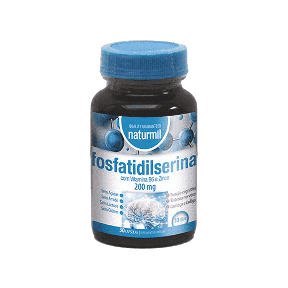 Fosfatidilserina 200mg Fosfatidilserina com Vitamina B6 e Zinco, suplemento alimentar sem açúcar, sem glúten, sem lactose, vegan