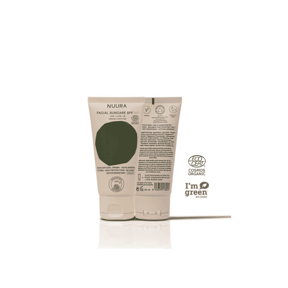 Creme Facial com Cor SPF50, cosmética vegan