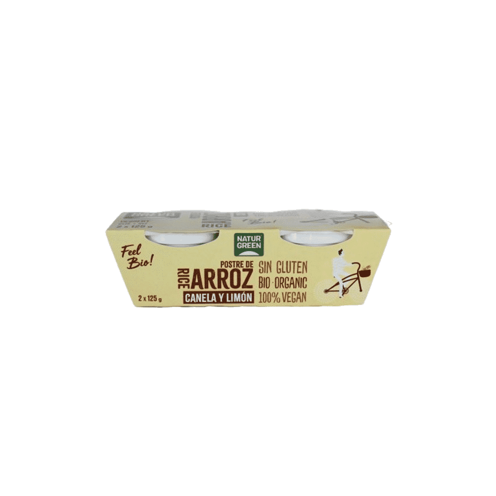 Sobremesa Arroz Canela Lima Bio Naturgreen Sobremesa de Arroz com Canela E Limão, ingredientes biológicos, sem glúten, vegan