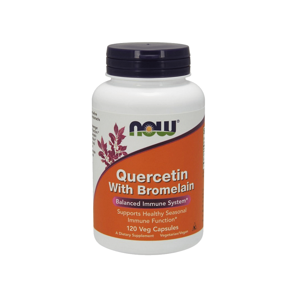 Quercetin (800mg) com Bromelaina (165mg) 120caps - Now Quercetin with Bromelain, suplemento alimentar vegan e vegetariano