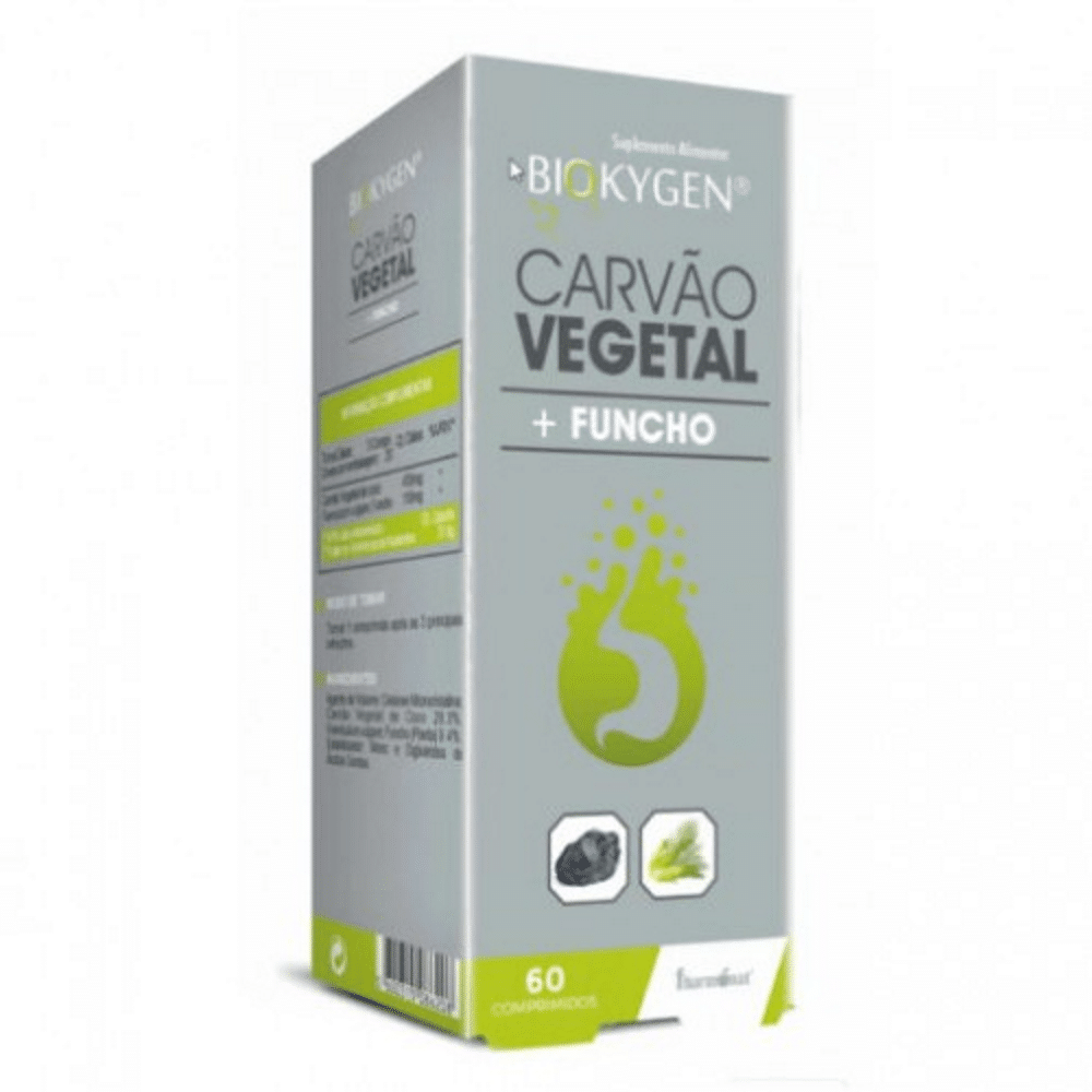 Biokygen Carvão Vegetal + Funcho 60 comprimidos Fharmonat Carvão Vegetal + Funcho, suplemento alimentar