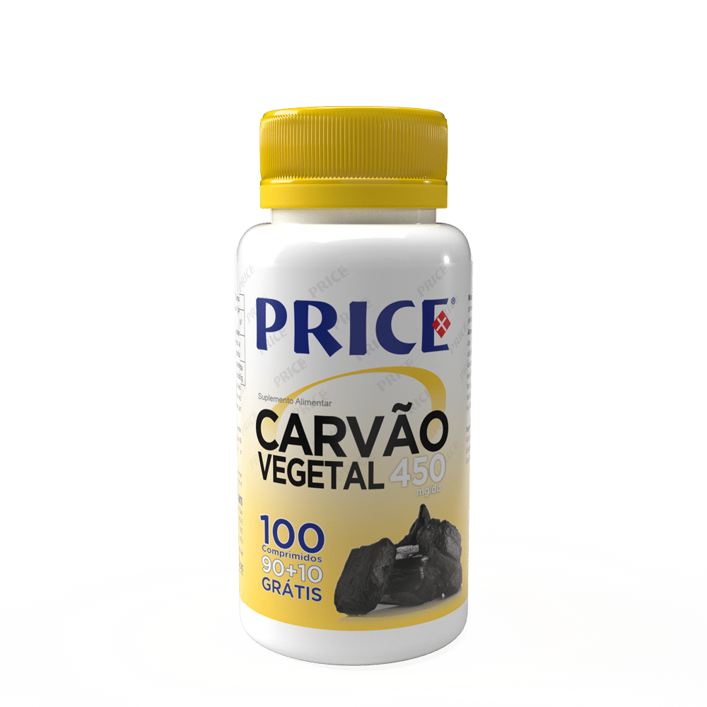 Carvão Vegetal 450mg 90comp - Price Carvão Vegetal 450 mg, suplemento alimentar