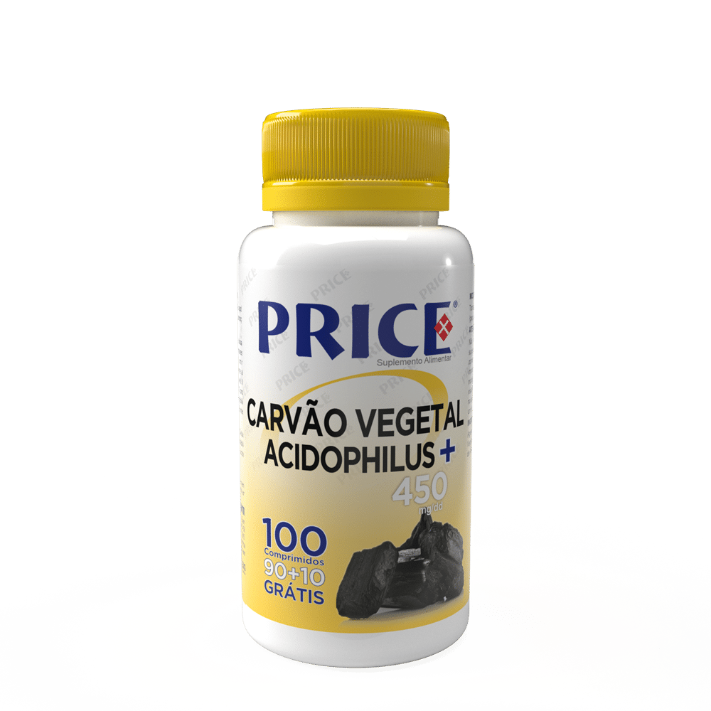 Carvão Vegetal + Acidophilus 900mg 90comp Carvão Vegetal + Acidophilus, suplemento alimentar
