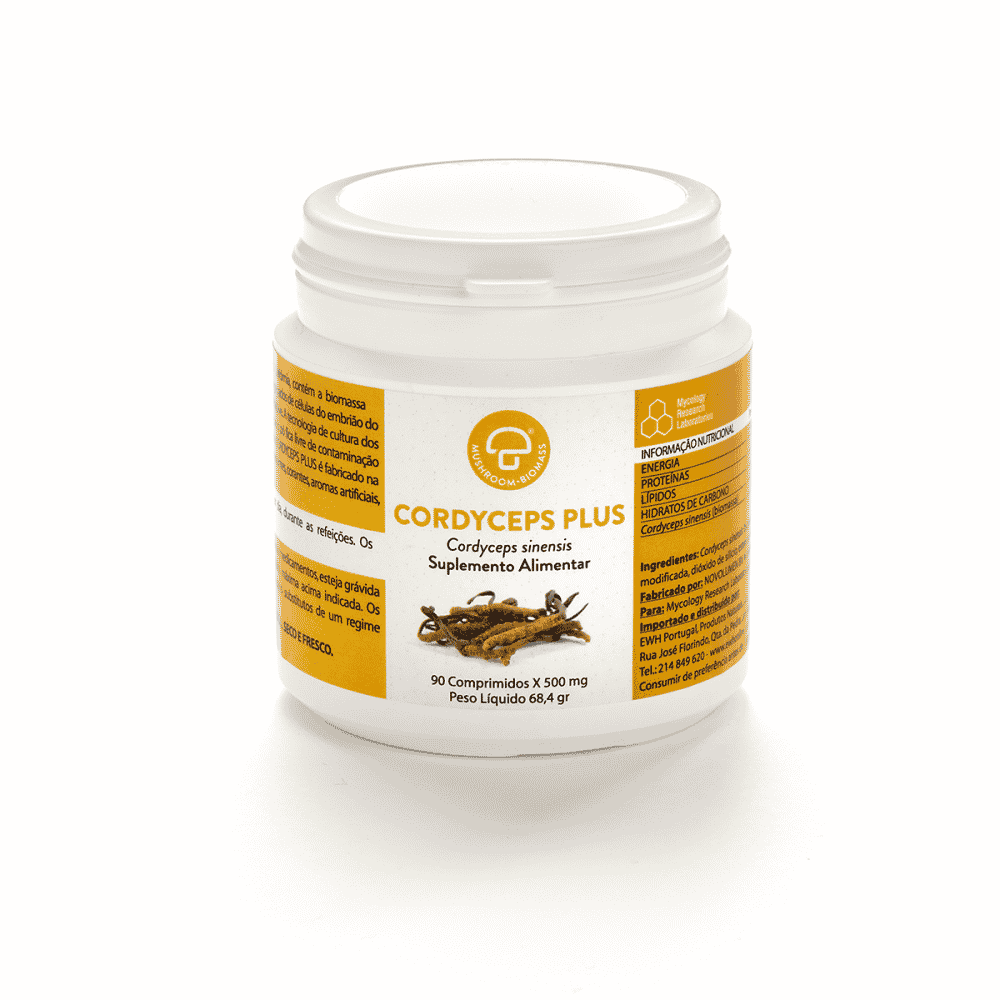 Cordyceps Plus, suplemento alimentar sem açúcar, sem glúten e sem lactose
