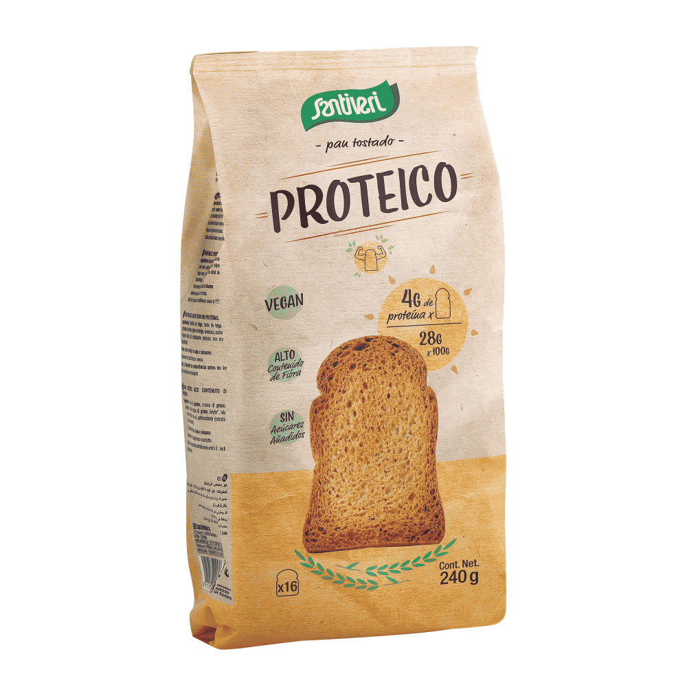 Tostas de Pão Proteico 240gr Santiveri Tostas de Pão Proteico, sem açúcar, vegan