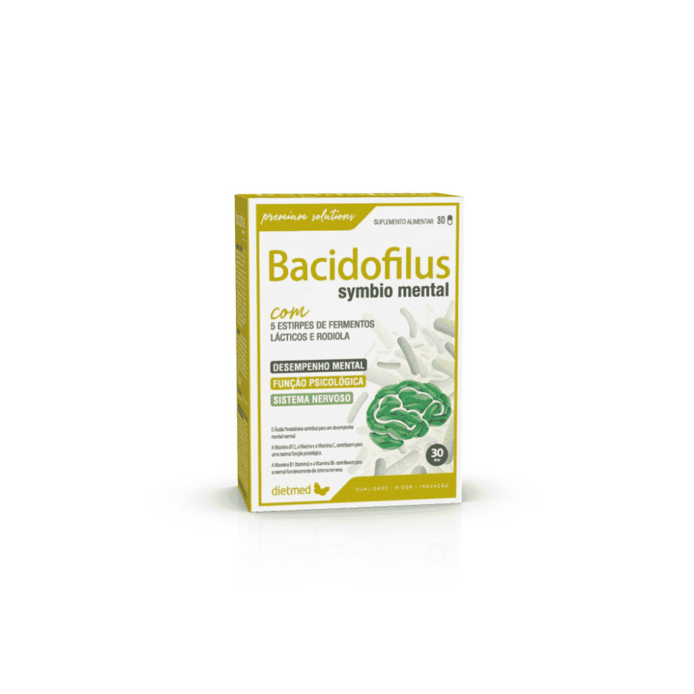Bacidofilus Symbio Mental 30 Caps Dietmed Bacidofilus Symbio Mental, suplemento alimentar sem açúcar