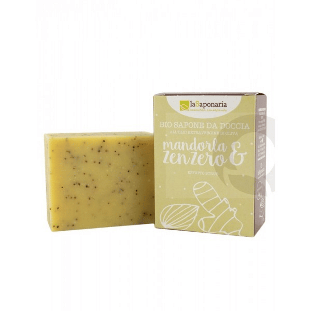 Sabonete Amendoa e Gengibre Bio Efeito Exfoliante 100gr LaSaponaria Sabonete de Amêndoa e Gengibre, com ingredientes biológicos, cosmética vegan