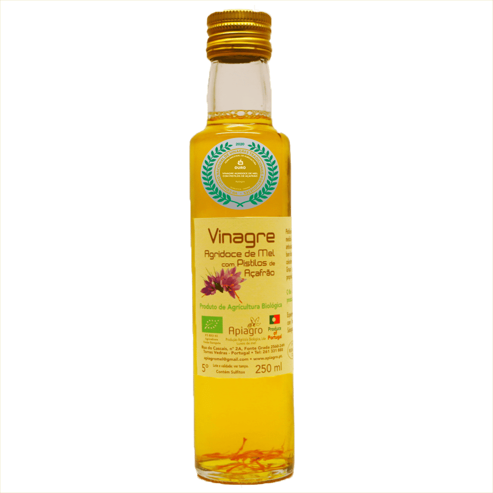 Vinagre de mel c pistilos de açafrão 250ml bio Apiagro Vinagre de Mel com Pistilos de Açafrão, biológico