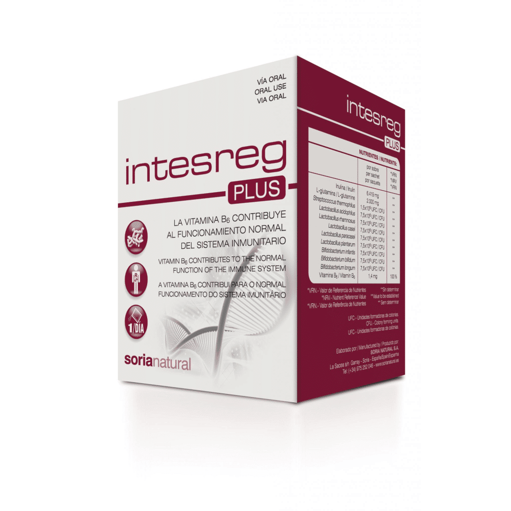 Intersreg Plus 14 saquetas Soria Intesreg Plus, suplemento alimentar sem glúten