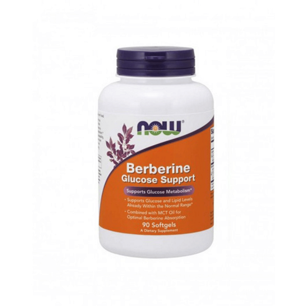 Berberine Glucose Suport 90 Softgels Now Berberine Glucose Support, suplemento alimentar sem glúten