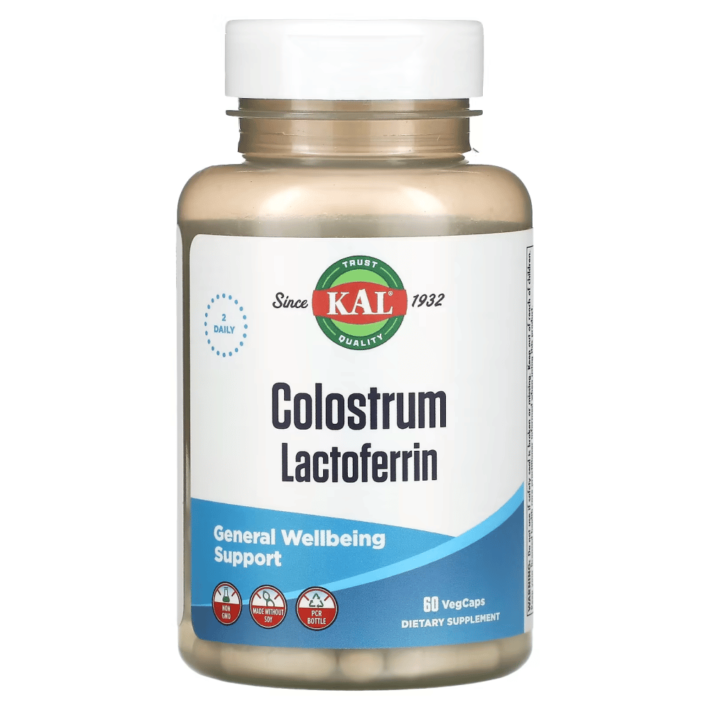 Colostrum Lactoferin 60 Vegcaps KAL Colostrum Lactoferrin, suplemento alimentar, sem soja