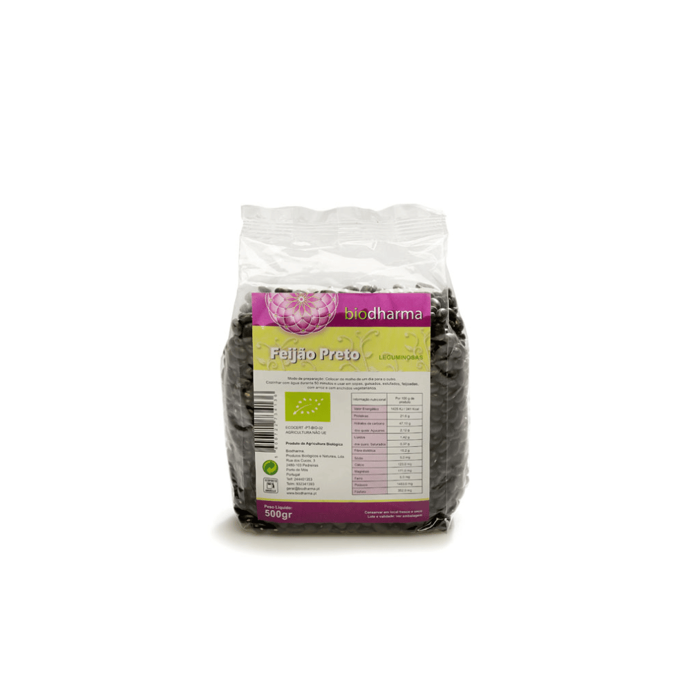 Feijão Preto Bio 500gr Biodharma Feijão Preto, biológico, sem glúten, sem lactose, sem soja, vegan, vegetariano