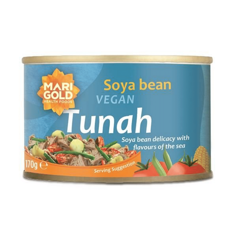 Alternativa Atum em lata 170gr Marigold Tunah - Preparado de Proteína de Soja, adequado a vegans e a vegetarianos