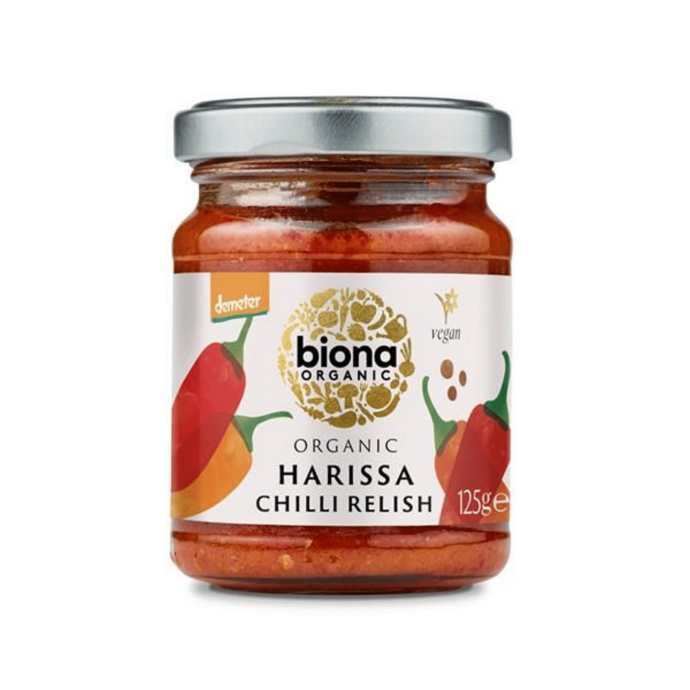 Molho Harissa Chilli Bio 125gr Biona Molho Harissa, com ingredientes biológicos, adequado para vegans