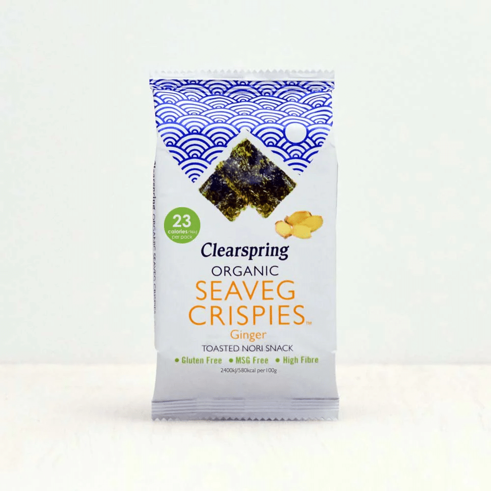 Snack Alga Nori Tostada com Gengibre 4g Bio C. Spring Alga Nori Tostada com Gengibre, sem glúten
