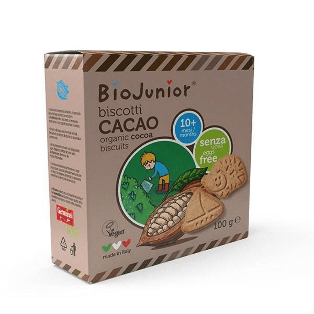 Bolacha Cacau 10+ Bio 100gr BioJunior Bolachas de Cacau, com ingredientes biológicos, adequado a vegans