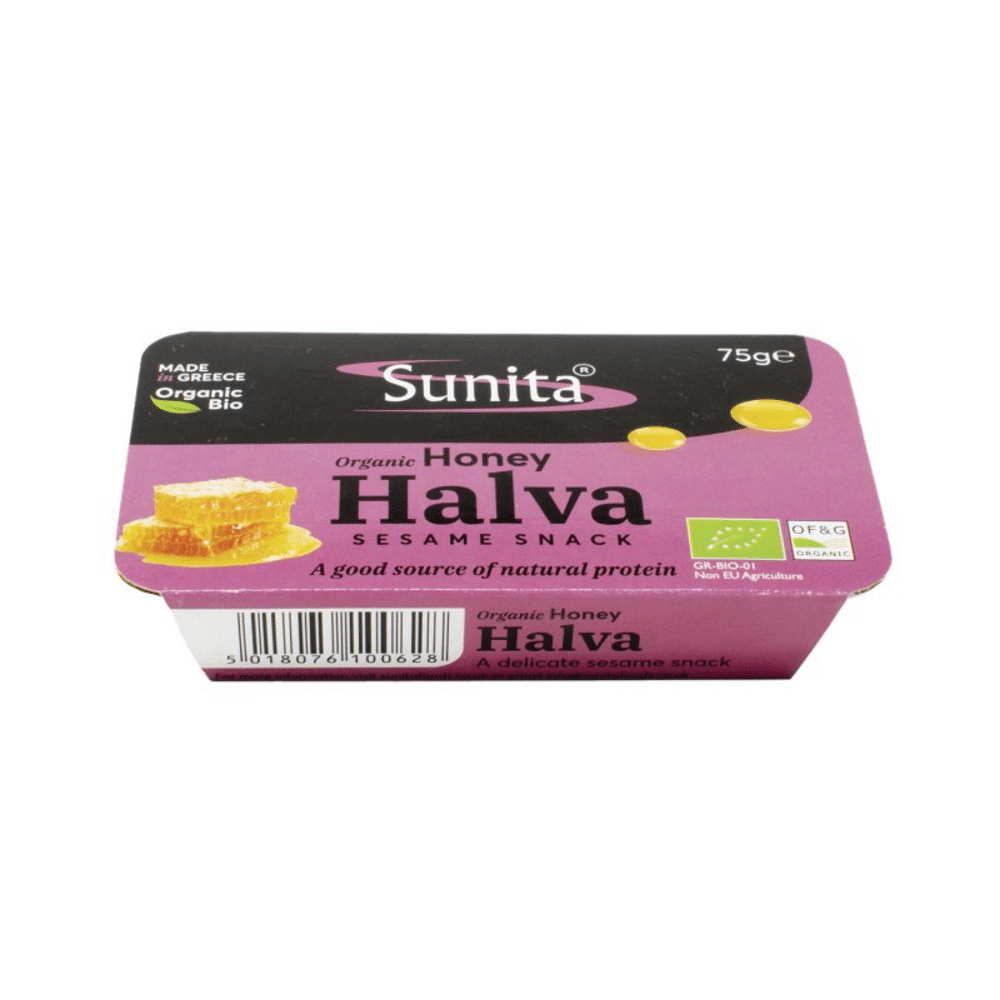 Halva c mel bio 75g Sunita Halva com Mel, com ingredientes biológicos