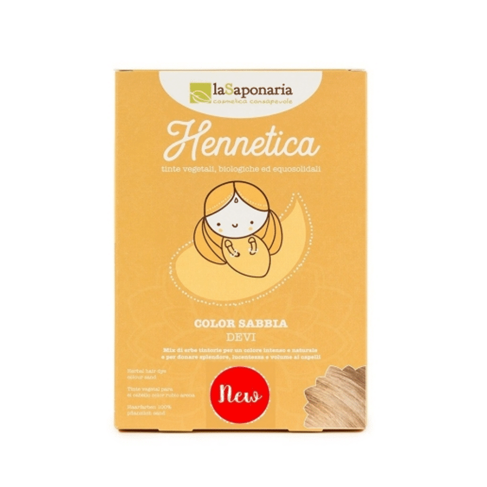 Hennetica Tinta Vegetal para Cabelo Devi - Cor Areia, com ingredientes biológicos, para vegans