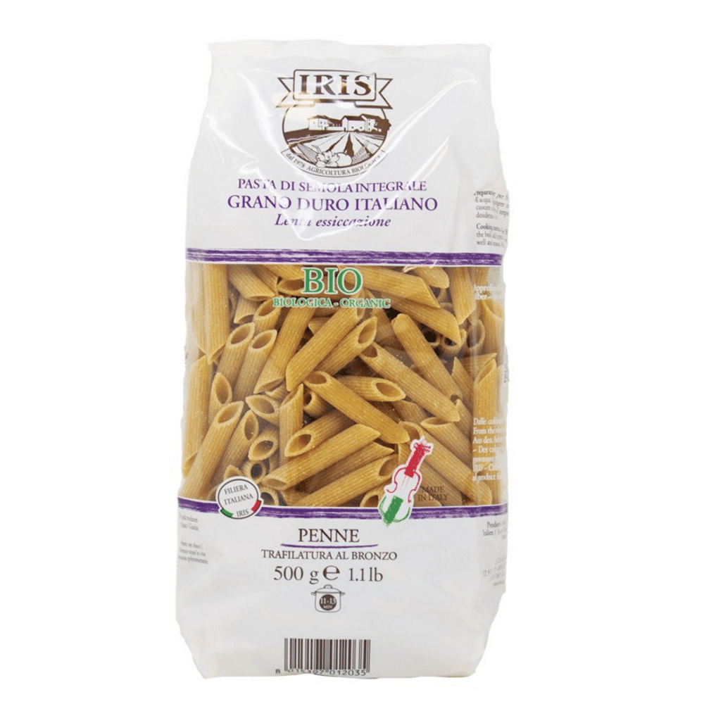 Penne de trigo integral duro bio 500g IRIS Penne de Trigo Integral Duro, de agricultura biológica