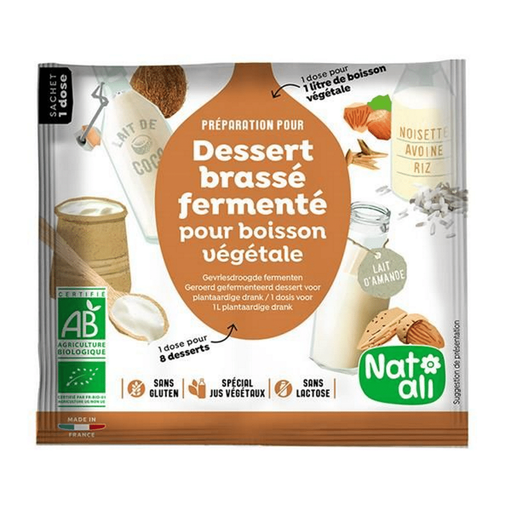 Preparado em pó sobremesa fermentada de soja SG Bio 2x6g Nat ali Preparado em Pó para Fermentar Bebida Vegetal, biológico, sem glúten e sem lactose