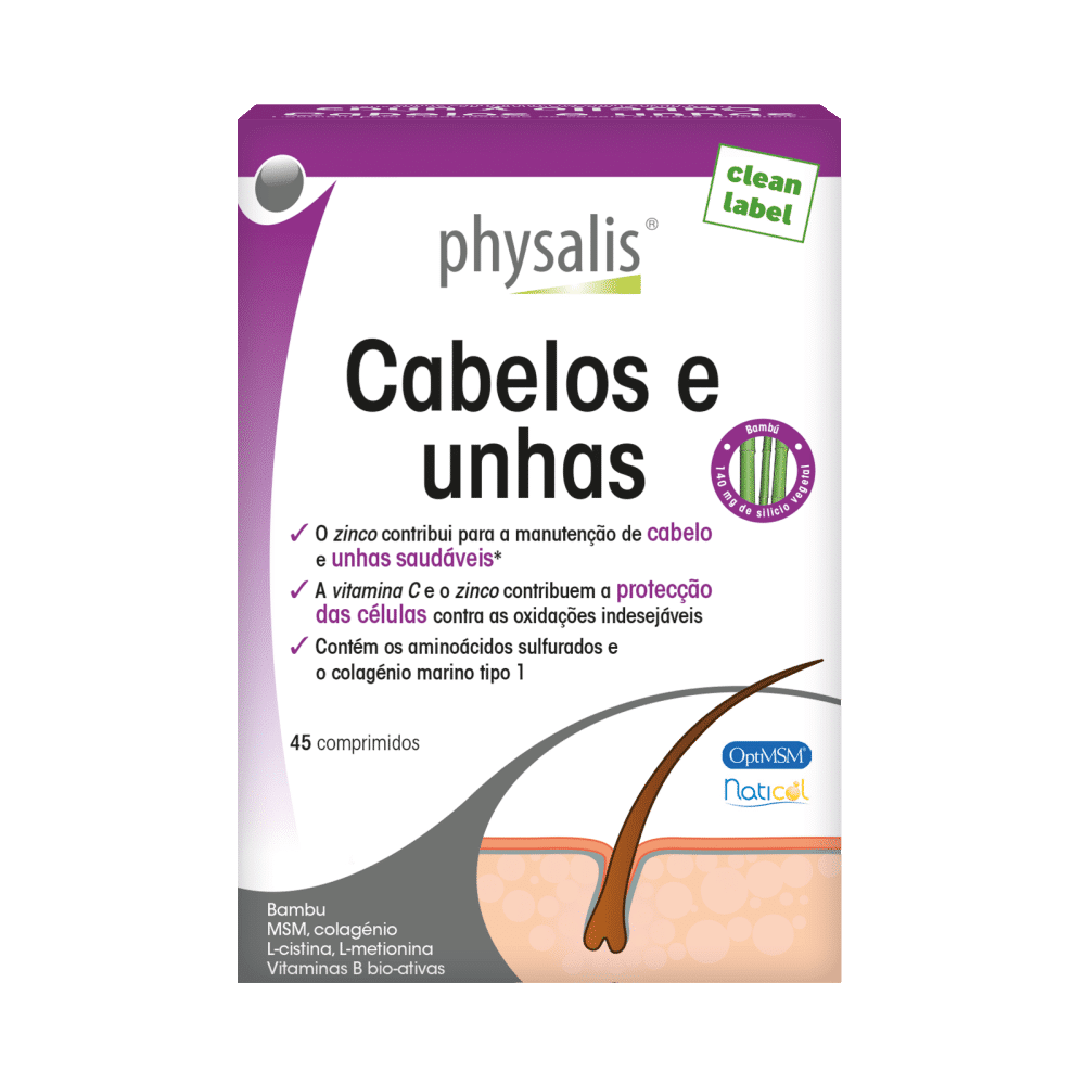 Cabelo e Unhas 45 comprimidos physalis Cabelo e Unhas, suplemento alimentar