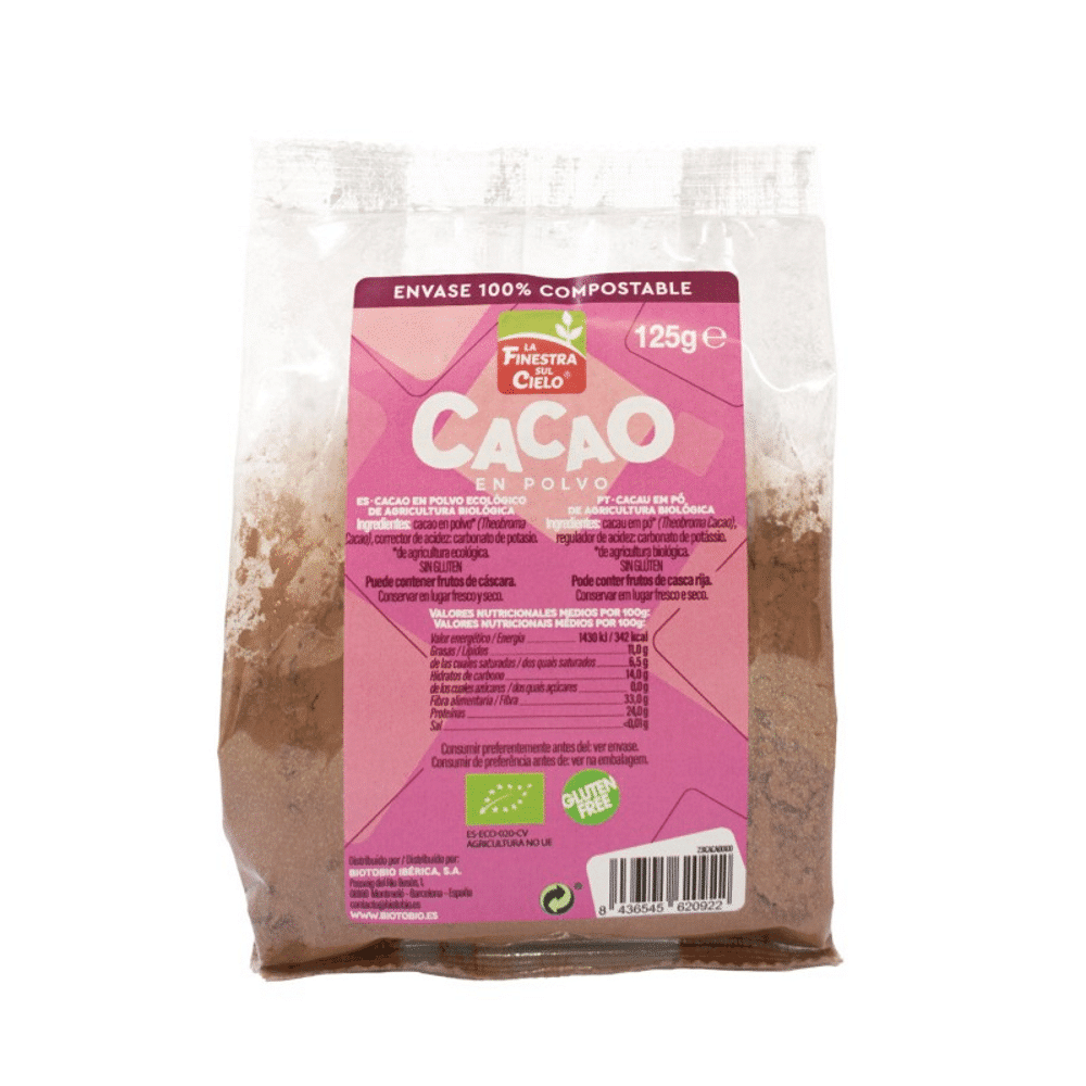 Cacau em Pó 125gr - Finestra Cacau em Pó de agricultura biológica e sem glúten