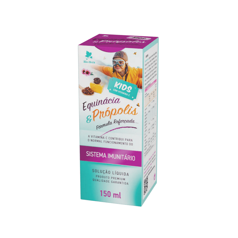 Equinacea e Propolis Kids 150ml BioHera Equinácia e Própolis Kids adequado a crianças, para o sistema imunitário