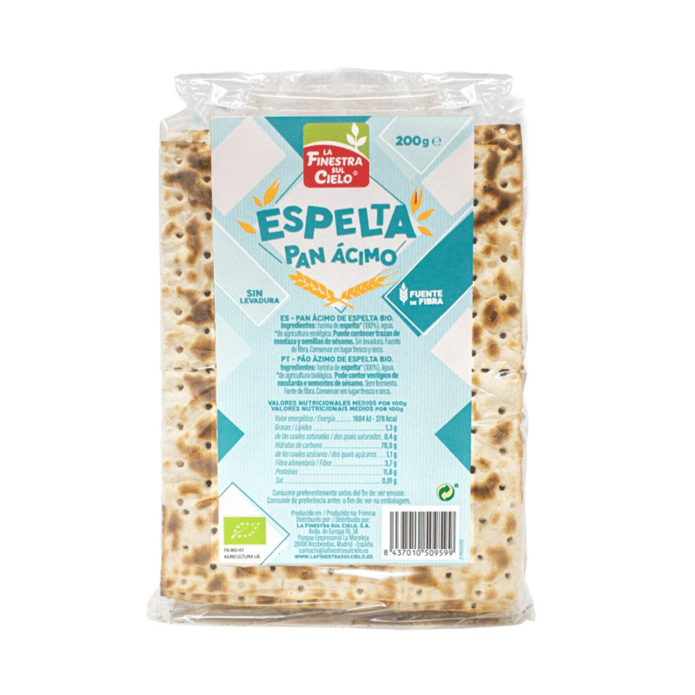 Pão Ázimo de Espelta Original 200 grs Pão Ázimo de Espelta de origem biológica