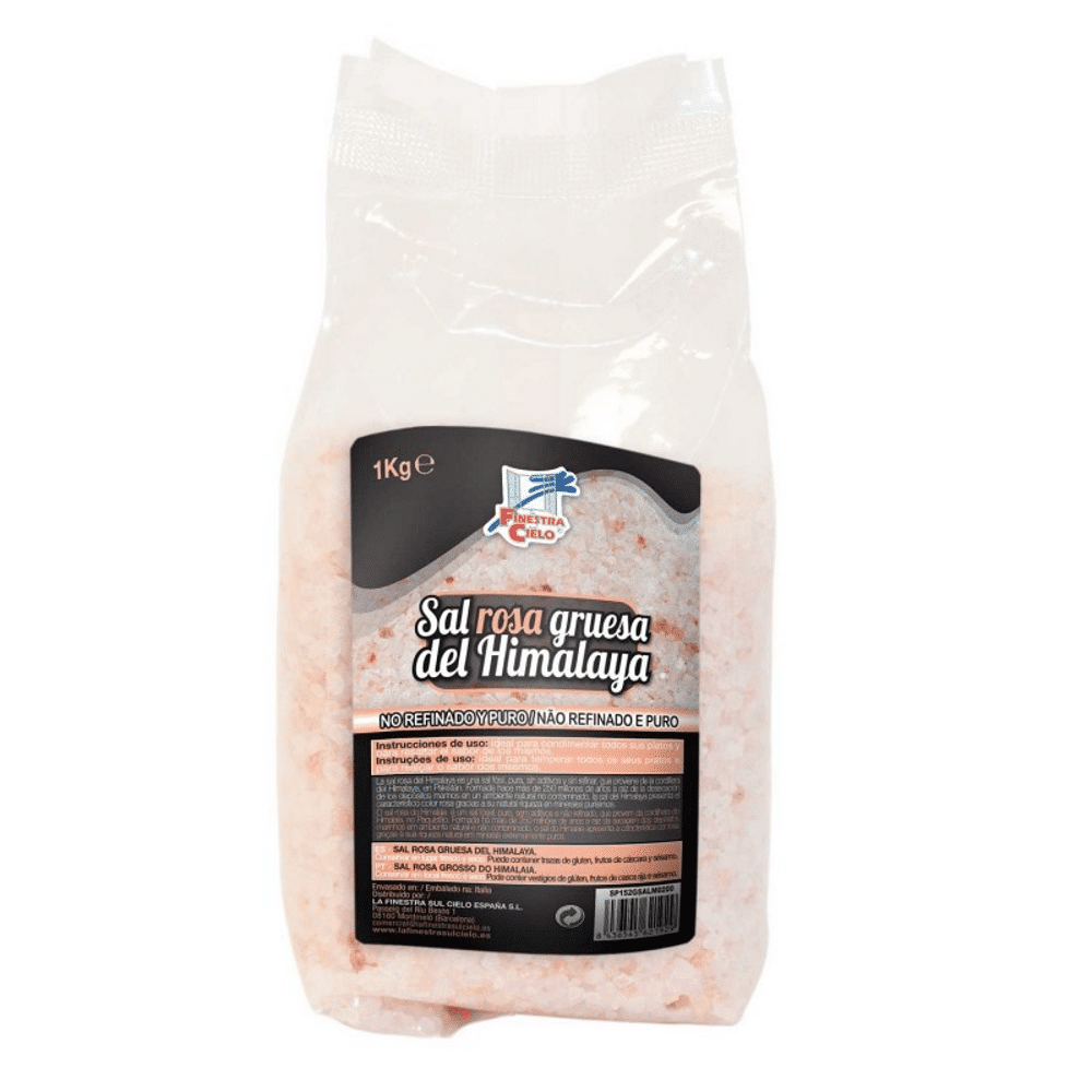 Sal de himalaya Grossa 1Kg Sal Rosa Grosso dos Himalaias, para temperar