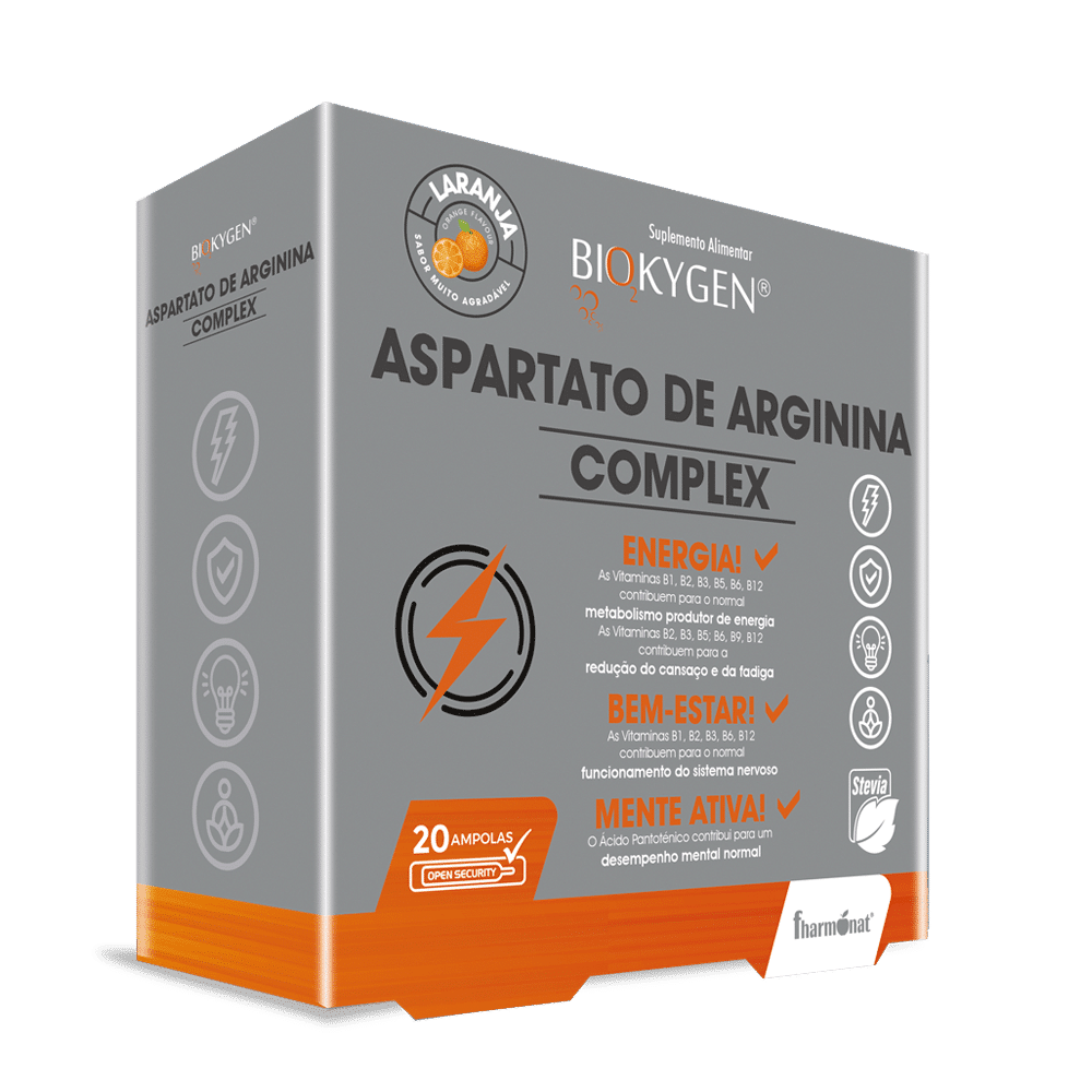 Aspartato Arginina Complex 20ampolas Sabor Laranja Biokygen Aspartato Arginina Complex, suplemento alimentar