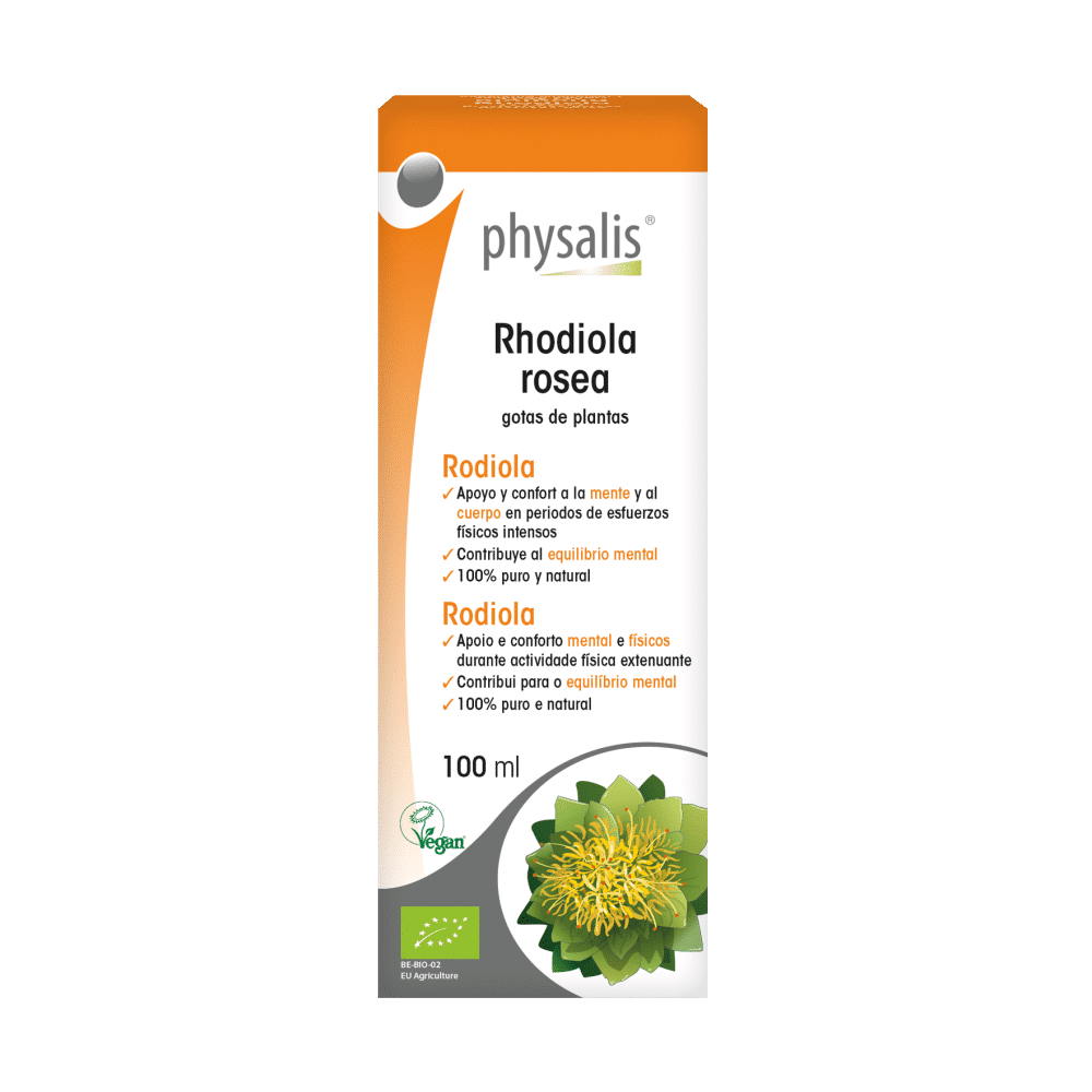 Extrato de Rhodiola Rosea Bio 100ml Physalis Rhodiola Rosea, suplemento alimentar biológico, vegan
