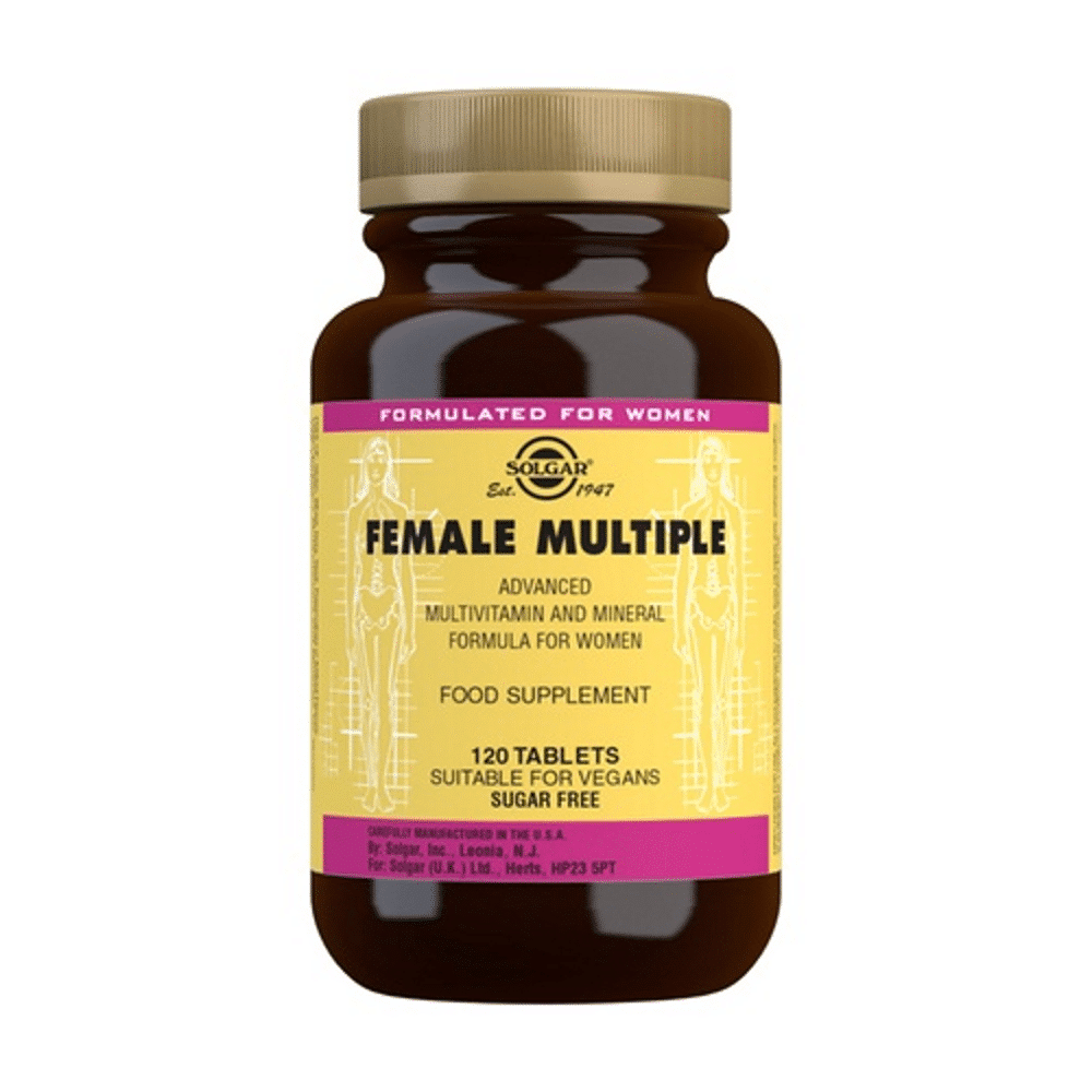 Female Multiple 120 Comprimidos Solgar Female Multiple, suplemento alimentar vegetariano, vegan