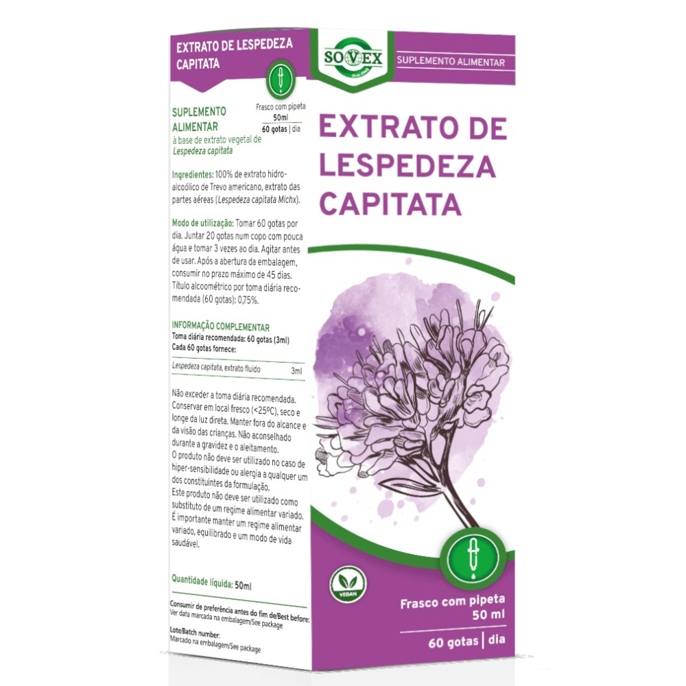 Extracto de Lespedeza Capitata 50ml Sovex Extrato de Lespedeza Capitata, suplemento alimentar vegan