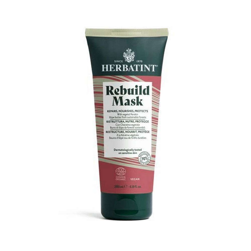 Máscara capilar reestruturante Rebuild 200ml Herbatint Máscara Capilar Reestruturante, com ingredientes biológicos, vegan