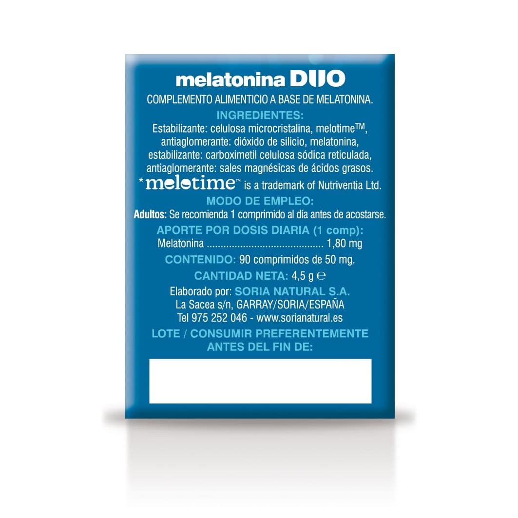 Melatonina Duo Soria Natural Suplemento Alimentar