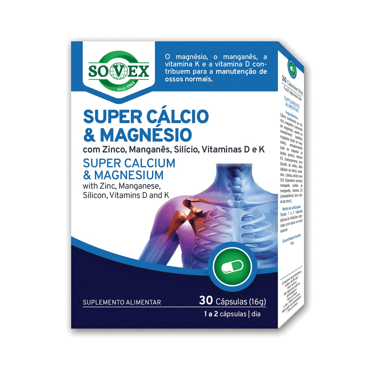 Super Magnésio e Cálcio Suplemento Alimentar Sovex Super Magnésio e Cálcio Suplemento Alimentar Sovex