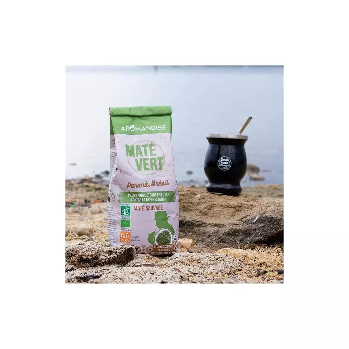 Chá Mate Verde Selvagem (biológico & comércio justo) 350 grs Aromandise pormenor Chá Mate Verde