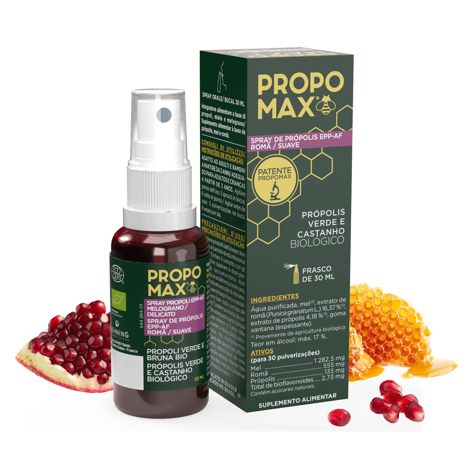Spray de própolis Romã Suave Suplemento Alimentar Imunidade Spray de própolis Romã Suave Suplemento Alimentar Imunidade