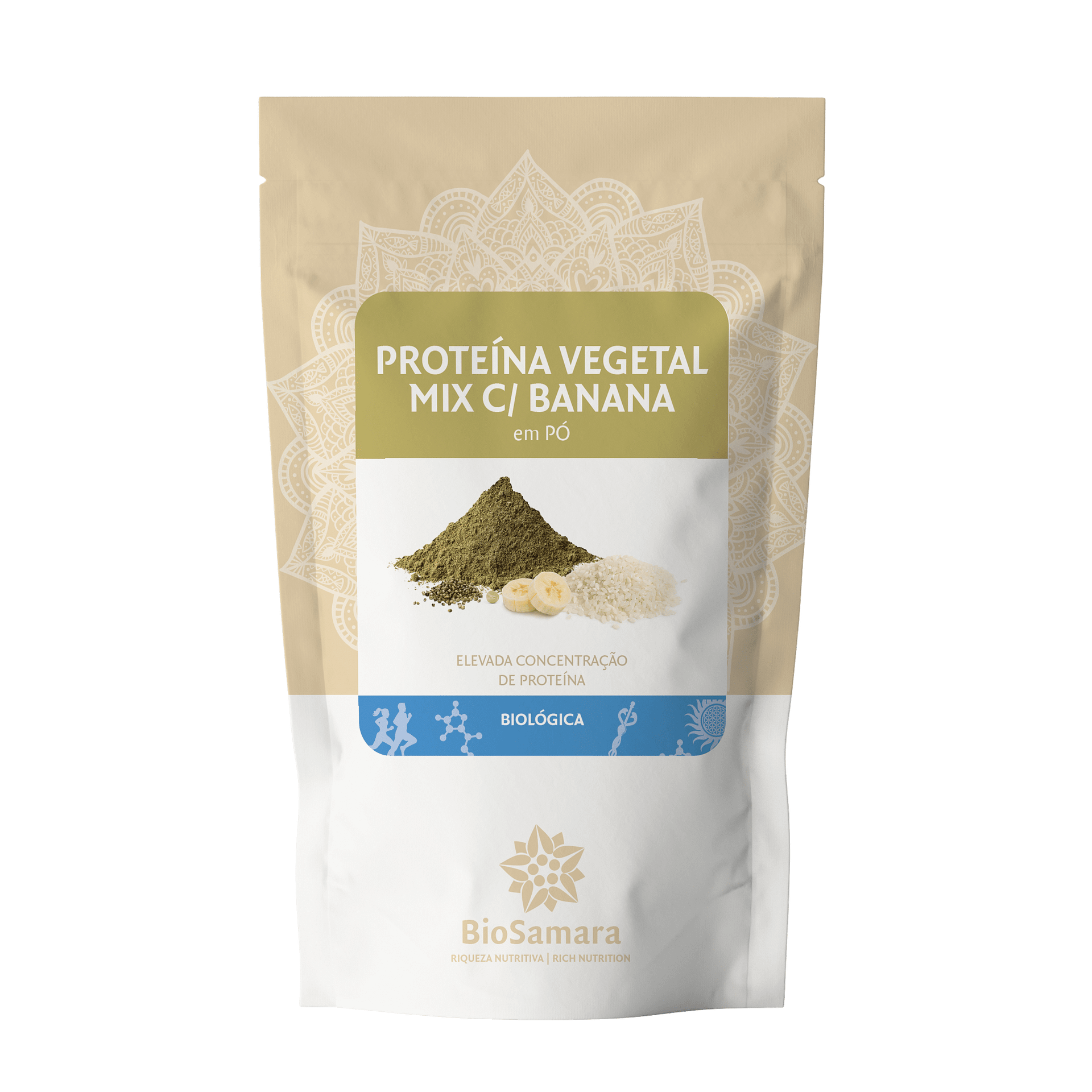 proteina vegetal mix banana po bio biosamara Proteína Vegetal Mix com Banana em Pó
