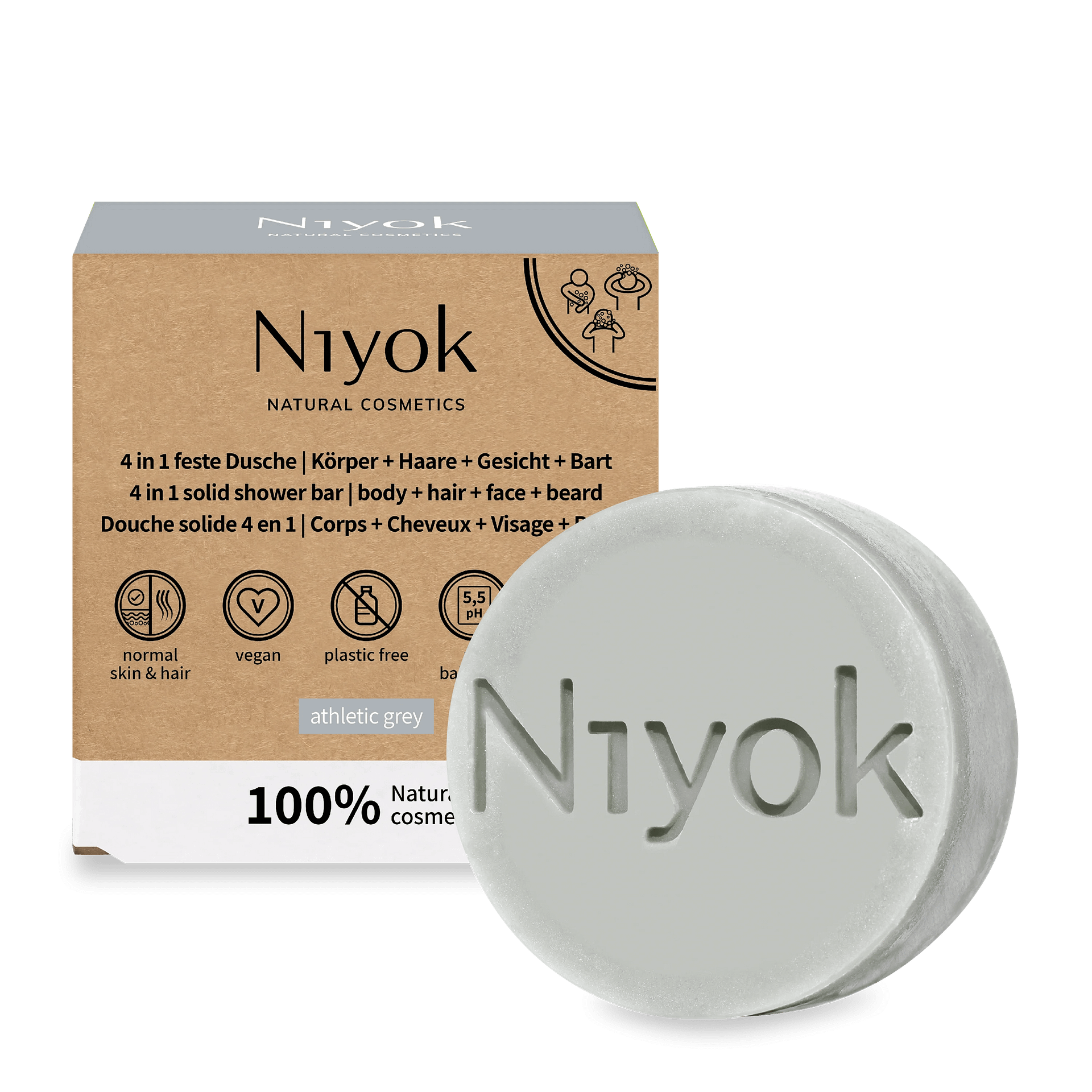 Barra para Duche 4 em 1 (Corpo, Cabelo, Rosto e Barba) Athletic Grey - Image 2