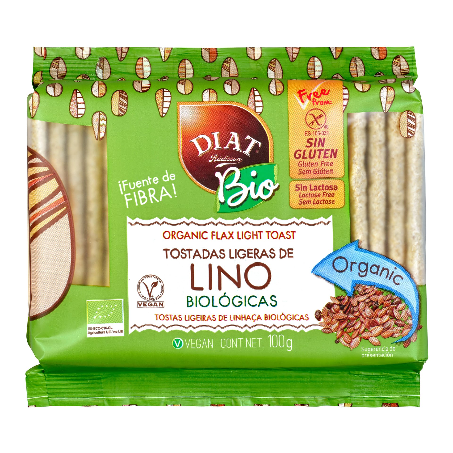 Tostas ligeiras linho bio 100g DIAT Radisson Tostas ligeiras de linhaça