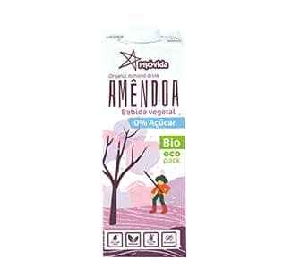 Bebida de Amêndoa, biológico, sem açúcar, sem glúten, sem lactose, vegan