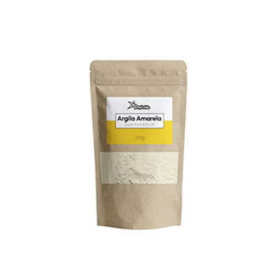 Argila Amarela Super Fina, para preparação de máscaras faciais e corporais