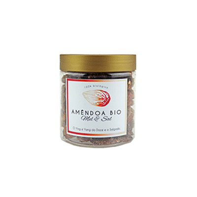 Amêndoa Caramelizada com Mel e Sal, de produção biológica