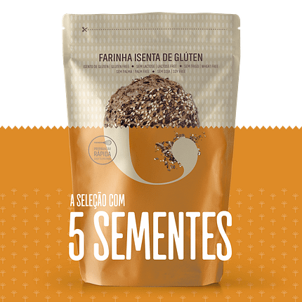 Farinha 5 Sementes, sem glúten, sem lactose