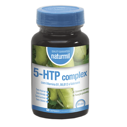 5-HTP Complex, suplemento alimentar sem açúcar, sem amido, sem glúten, sem lactose, vegan