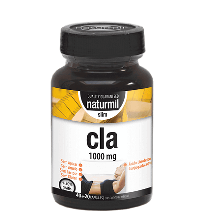 Cla 1000mg, suplemento alimentar sem açúcar, sem amido, sem glúten, sem lactose