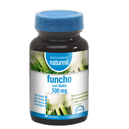Funcho 500mg, suplemento alimentar sem açúcar, sem amido, sem glúten, sem lactose